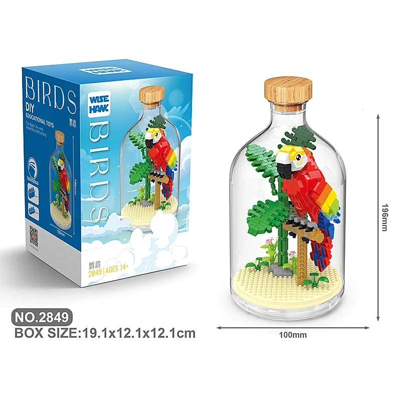 Creative Children's Building Blocks Set - Flamingo & Seahorse Educational Toys in Bottled Design
