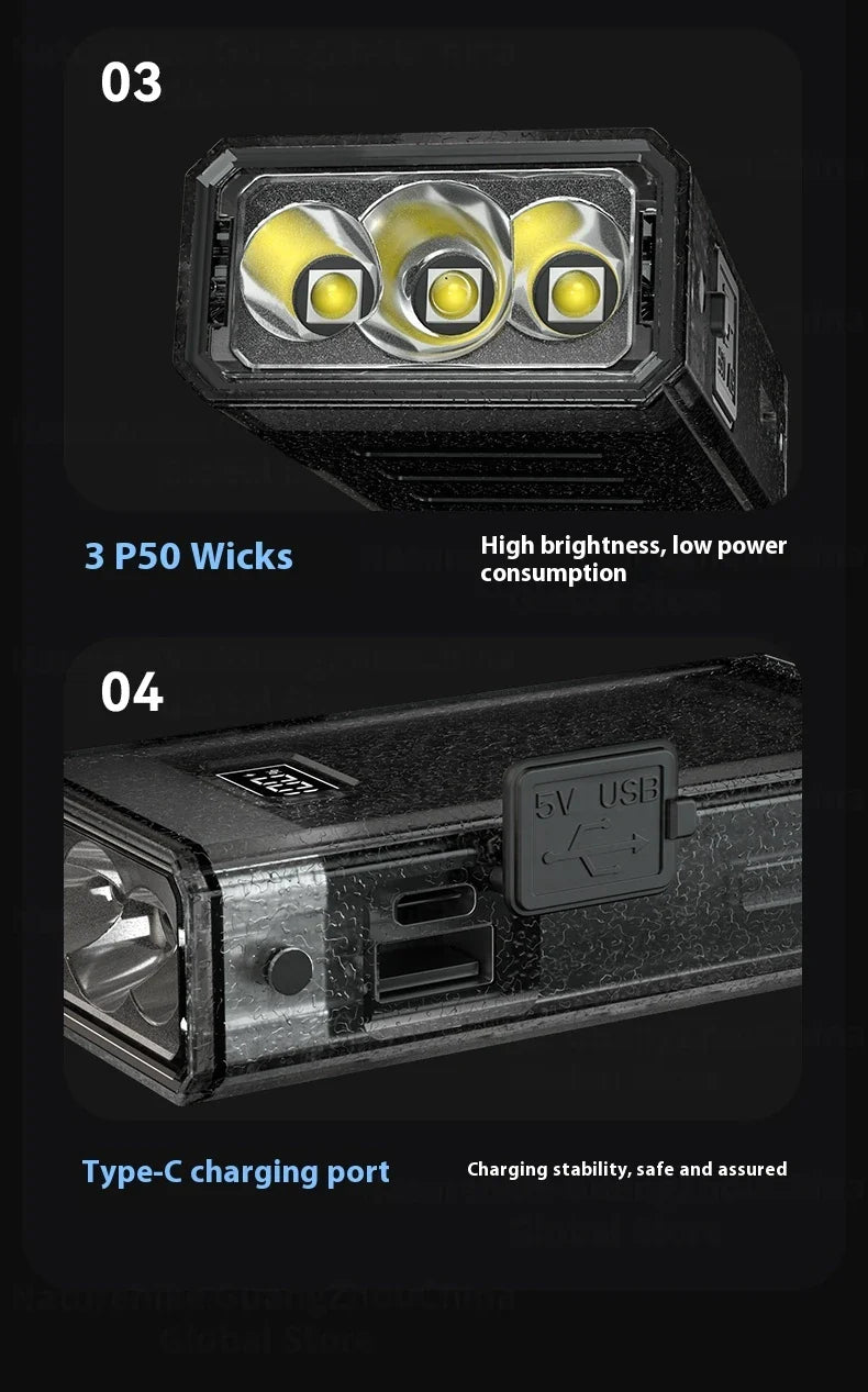 BLACKDOG STAR BOX Multifunctional Lighting Flashlight 3300LM Super Power Long Range LED Light 4 Color Torch Outdoor 3000mAh Battery IPX5 Waterproof