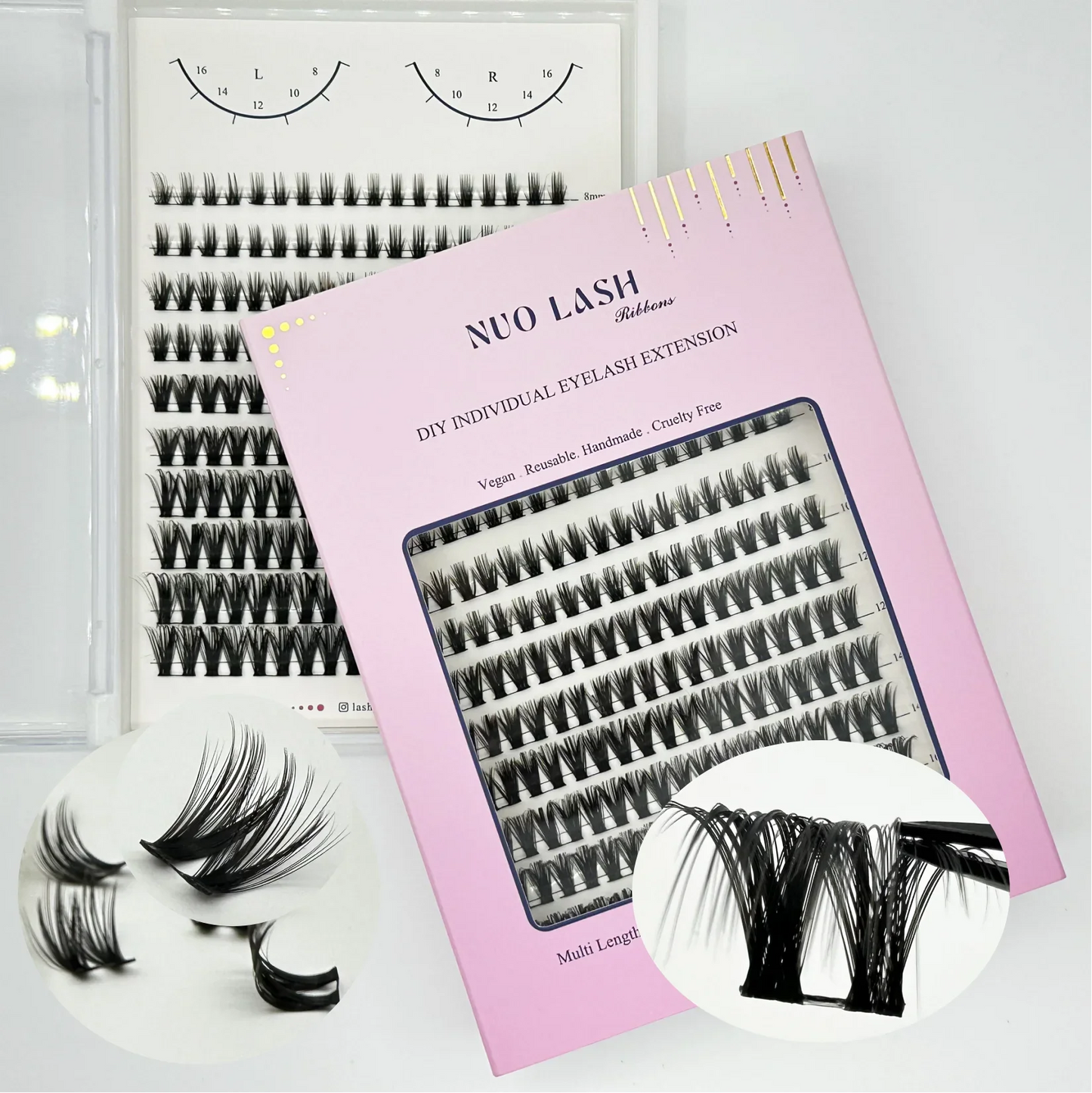 NUO Makeup Luxury DIY Cluster Lash Extension Glue-Based Percut Eyelash Segment Individual Lashes 3D Ribbon Lashes Private Label