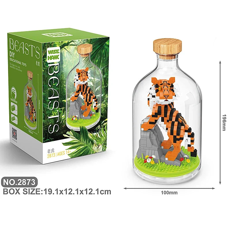 Creative Children's Building Blocks Set - Flamingo & Seahorse Educational Toys in Bottled Design