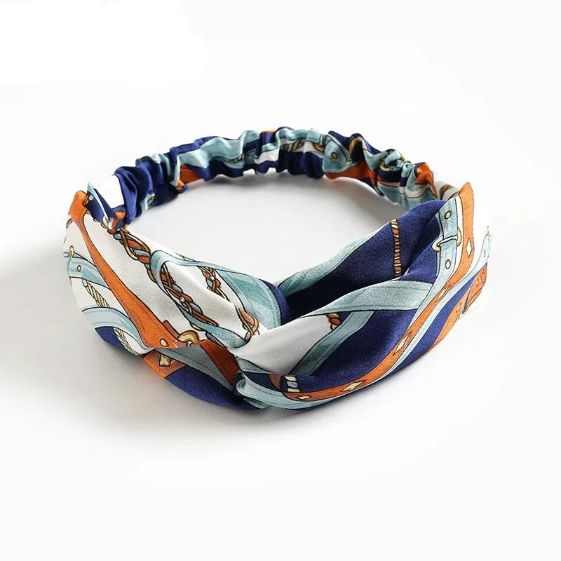 vintage cross turban headband summer print