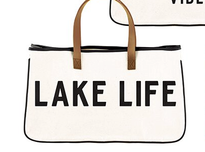 Santa Barbara "Lake Life" Vacay Canvas Tote