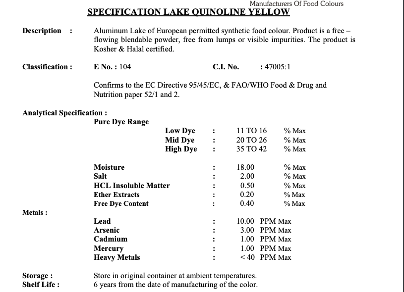 Colour Lake Quinoline Yellow-FD&C
