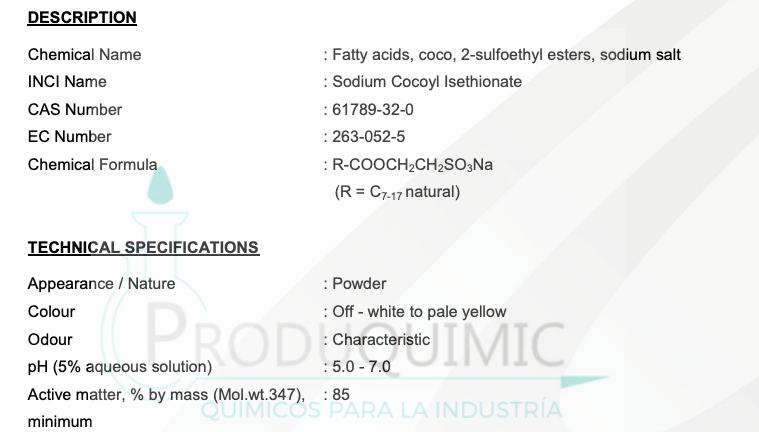 Sodium Cocoyl Isethionate/SCI Powder 85%(Sulfate free surfactant)