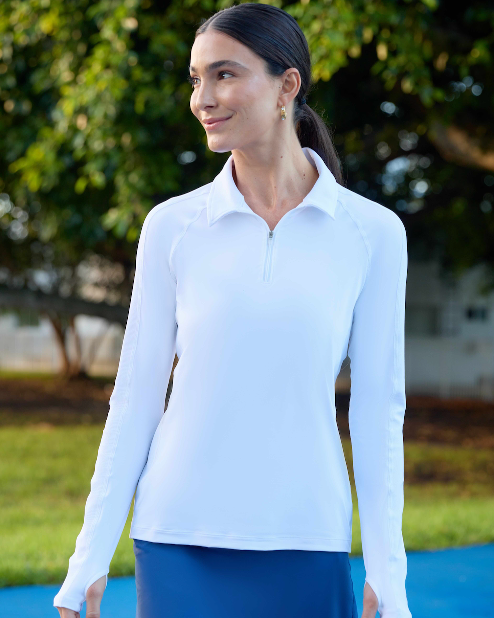 WOMEN'S QUARTER ZIP POLO (8003)