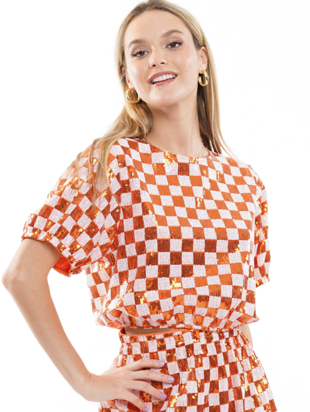 Checkmate Sparkle Gameday Top