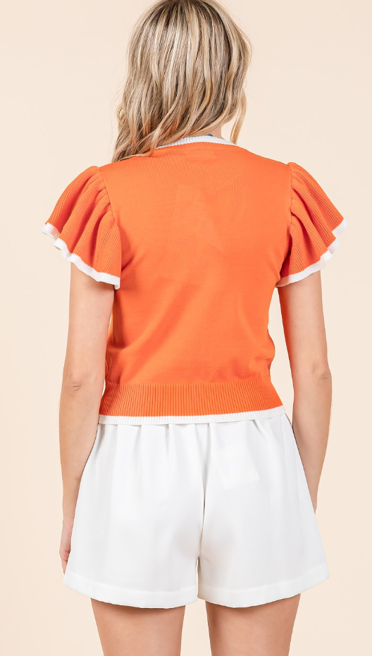 Tess Ruffle Sleeve Sweater Top