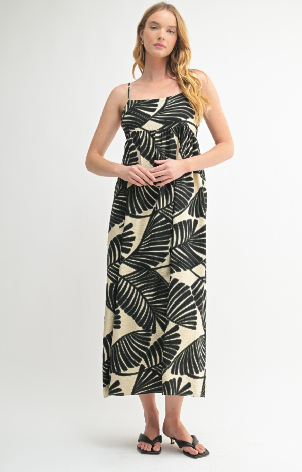 Maggie Leaf Print Midi Dress
