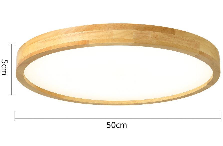 Nordic Solid Wood Round LED Flush Mount Ceiling Light With Ultra-Thin Profile