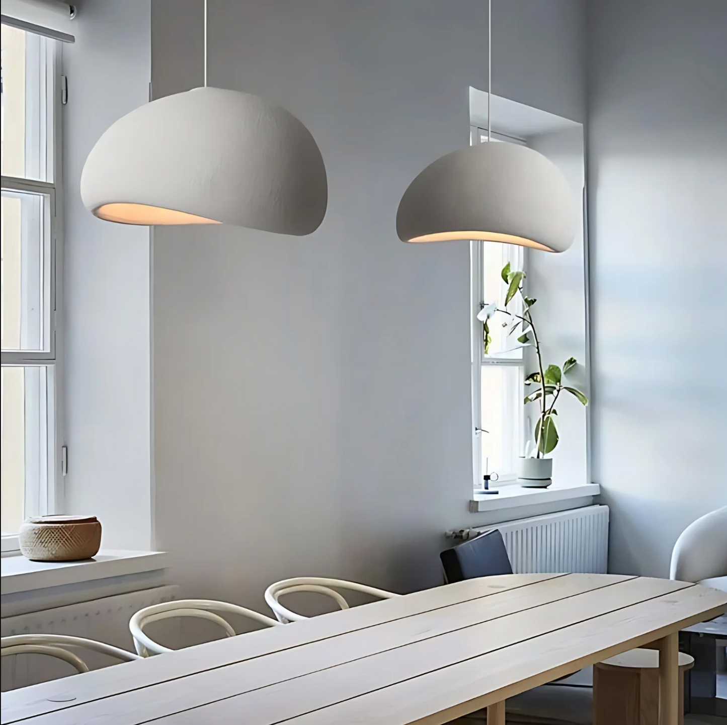 Wabi-Sabi Polystyrene Pendant Light With Spherical Dome Shade