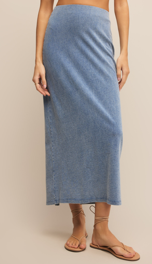 Z Supply Gail Jersey Denim Midi Skirt