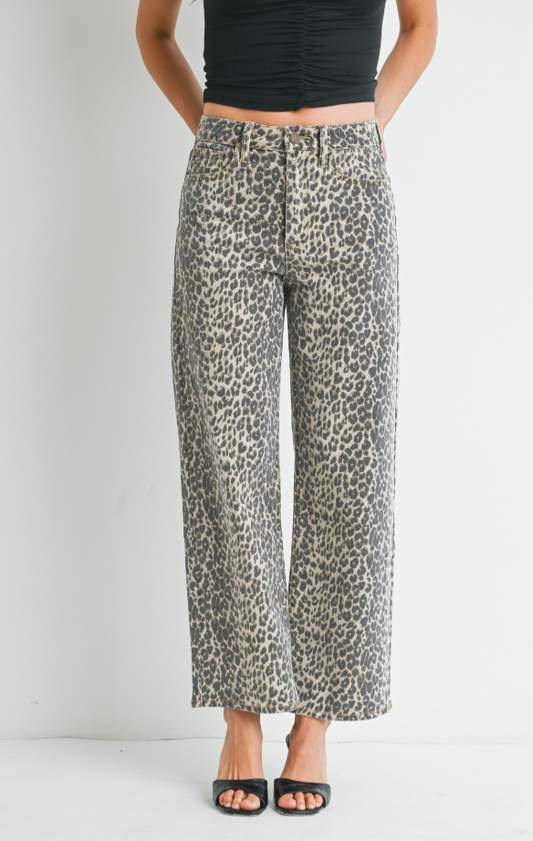 Kandice Vintage Straight Leopard Jeans