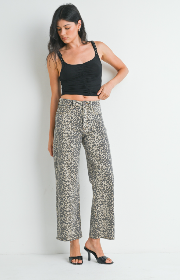 Kandice Vintage Straight Leopard Jeans