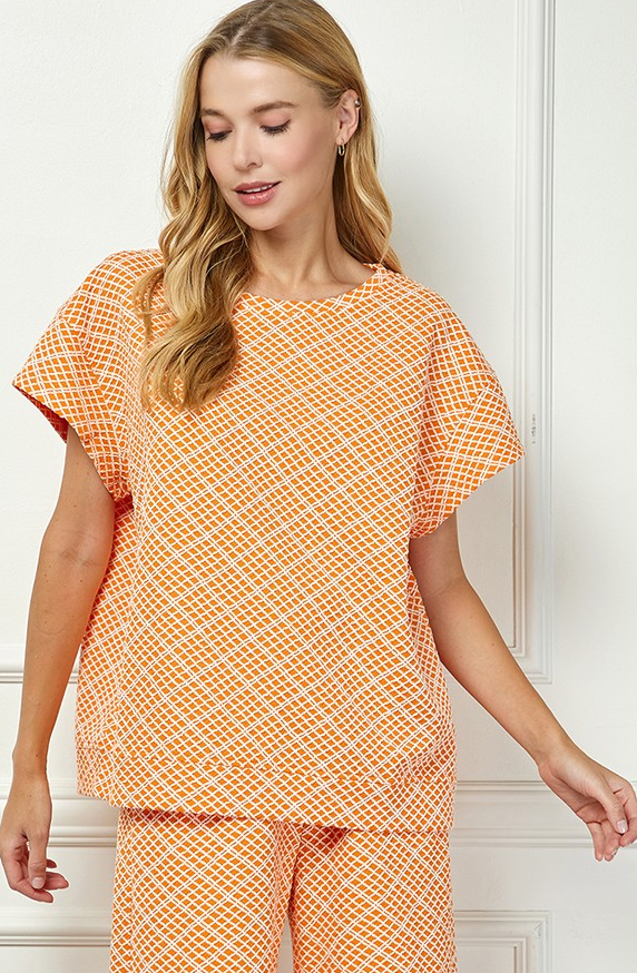 Reagan Textured Short Sleeve Top