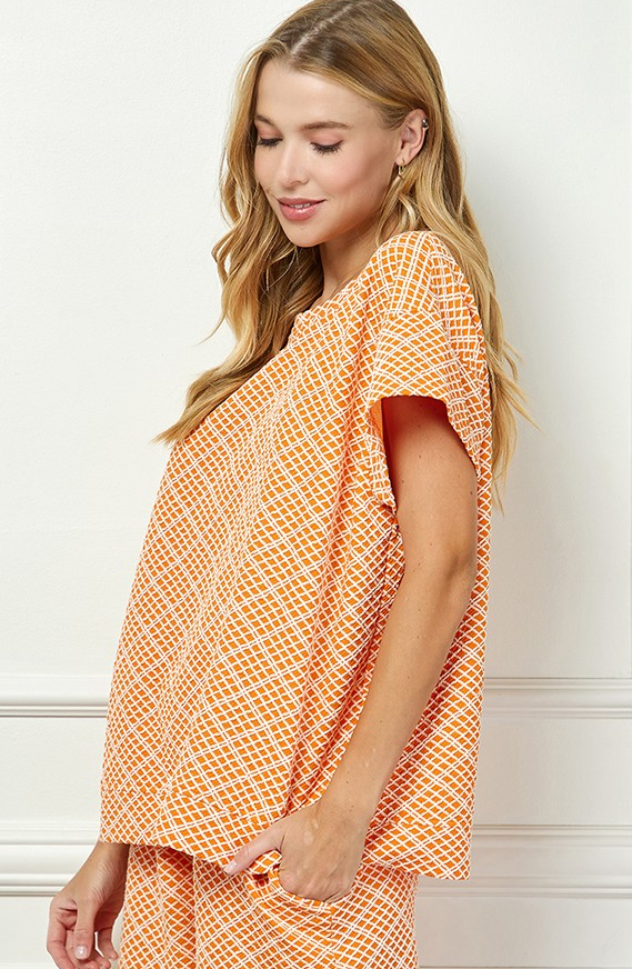 Reagan Textured Short Sleeve Top