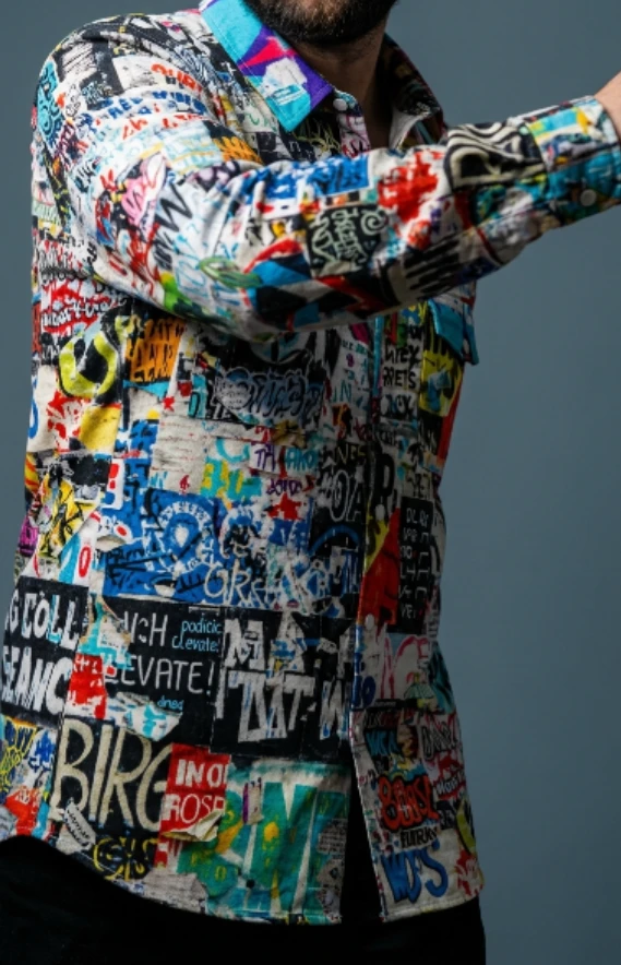 Maximalist Graffiti Art Men’s Bomber Jacket - Bold All-Over Print Streetwear, Warm Fleece-Lined Winter Coat