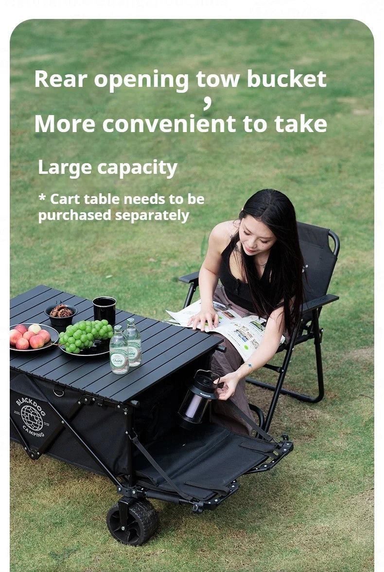 BLACKDOG Mountain Shadow Plus Camping Cart Portable Folding Cart With Brake Wheels Detachable Large Capacity Utility Wagon Outdoor Collapsible Trolley