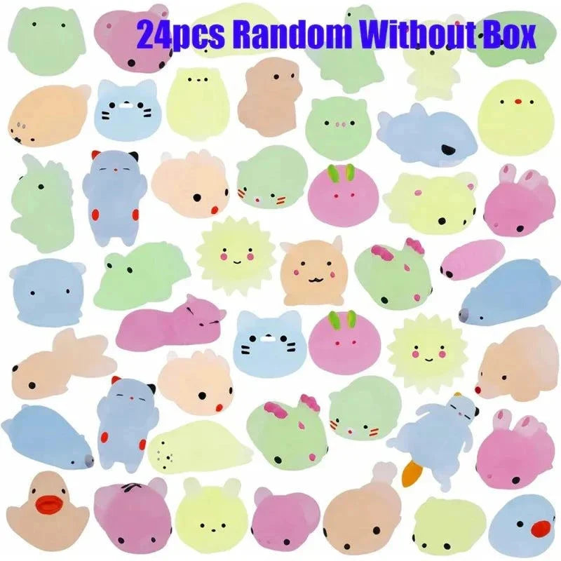 Squishy Kawaii Glow in The Dark Mochi Animal Toys for Kids - 12/36PCS