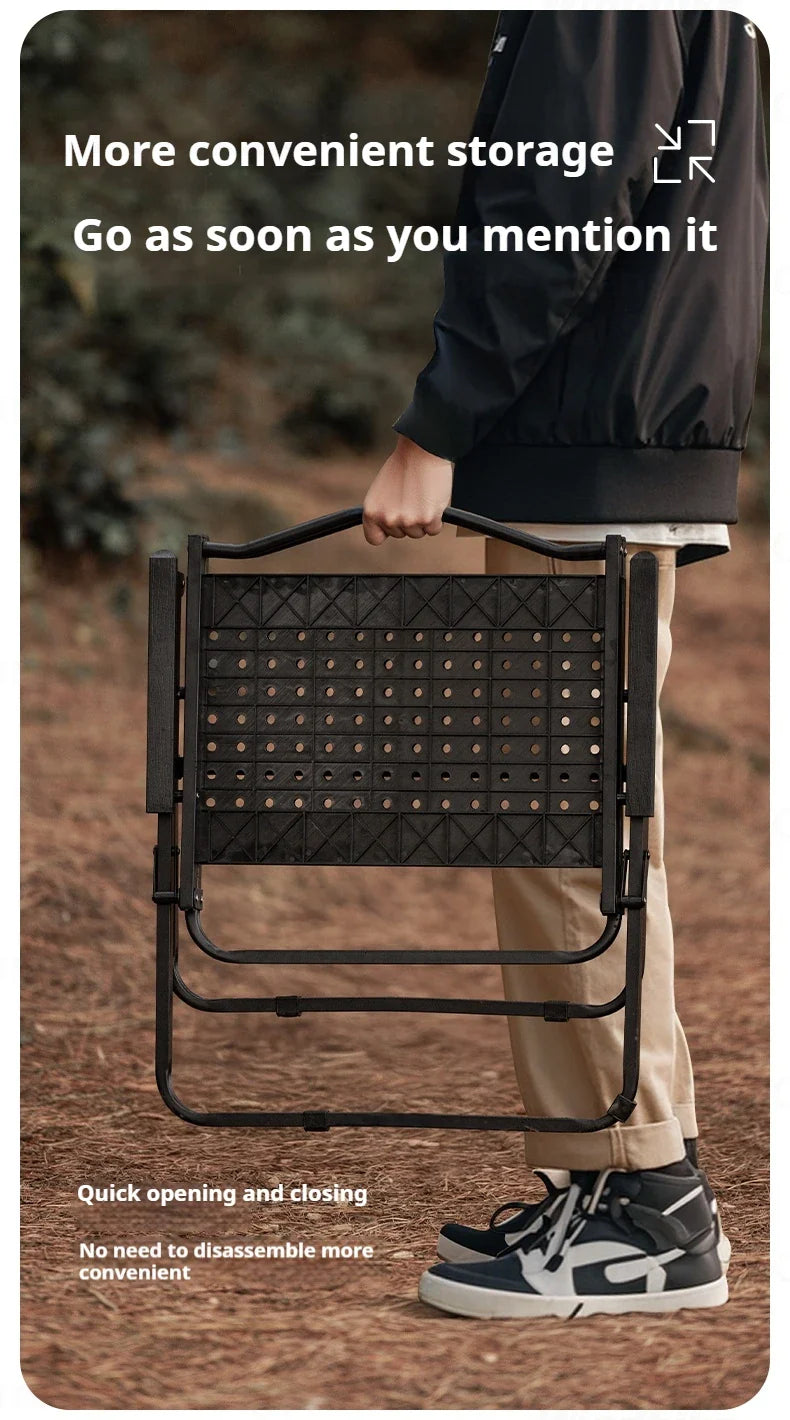 BLACKDOG HIVE Kermit Metal Chair Portable Lightweight Outdoor Folding Fishing Chair Breathable Moon Armchair Honeycomb Design Load Bearing Up To 112kg