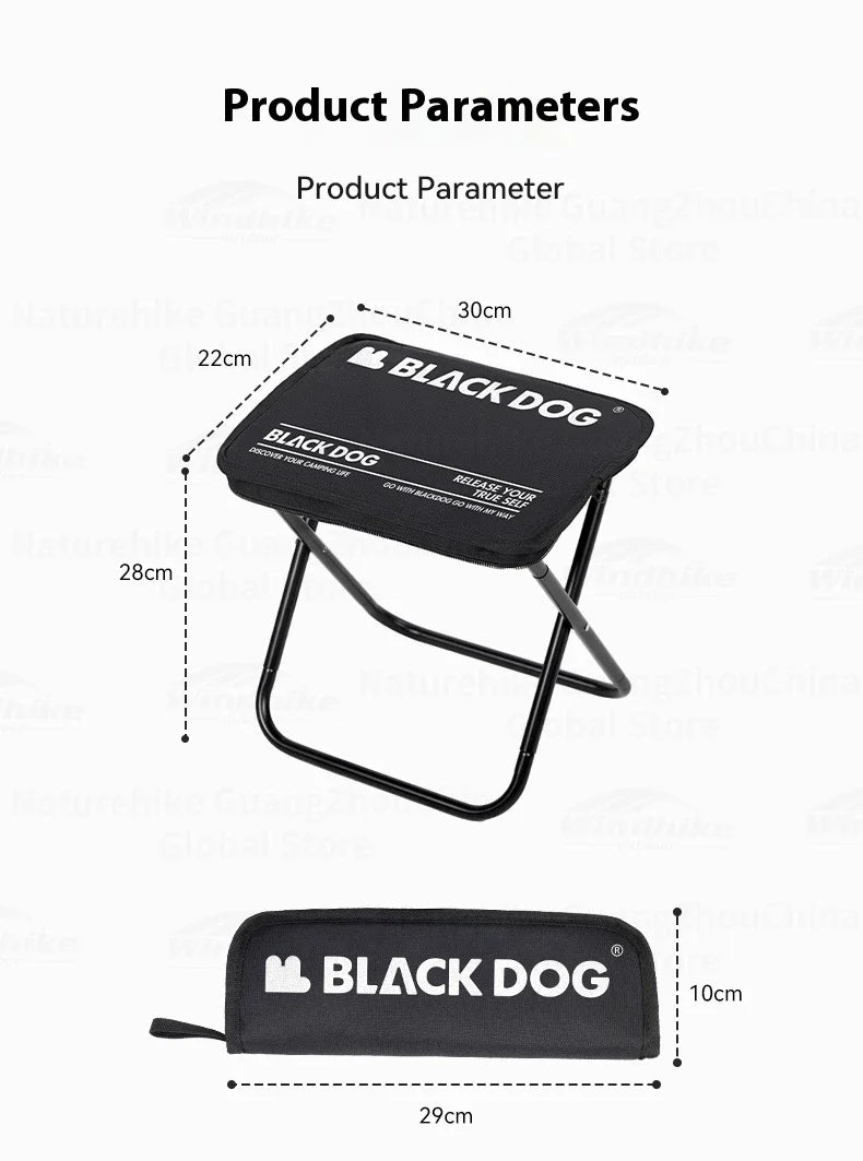 BLACKDOG Portable Folding Stool Ultralight Foldable Storage Seat Camping Fishing Mini Chair Outdoor Load 120kg 6061 Aluminum Alloy 600D Oxford Cloth