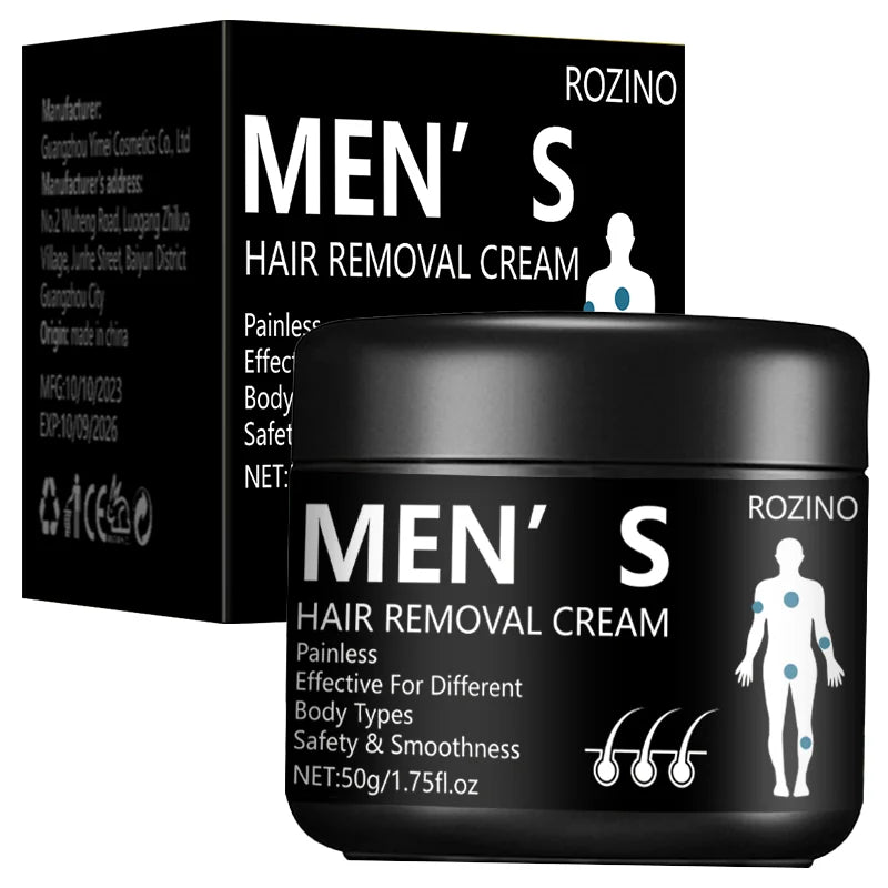 50g Men's Professional Hair Removal Cream, Men's Hair Removal Cream Painless, Suitable For Different Body Types And Parts, Easy