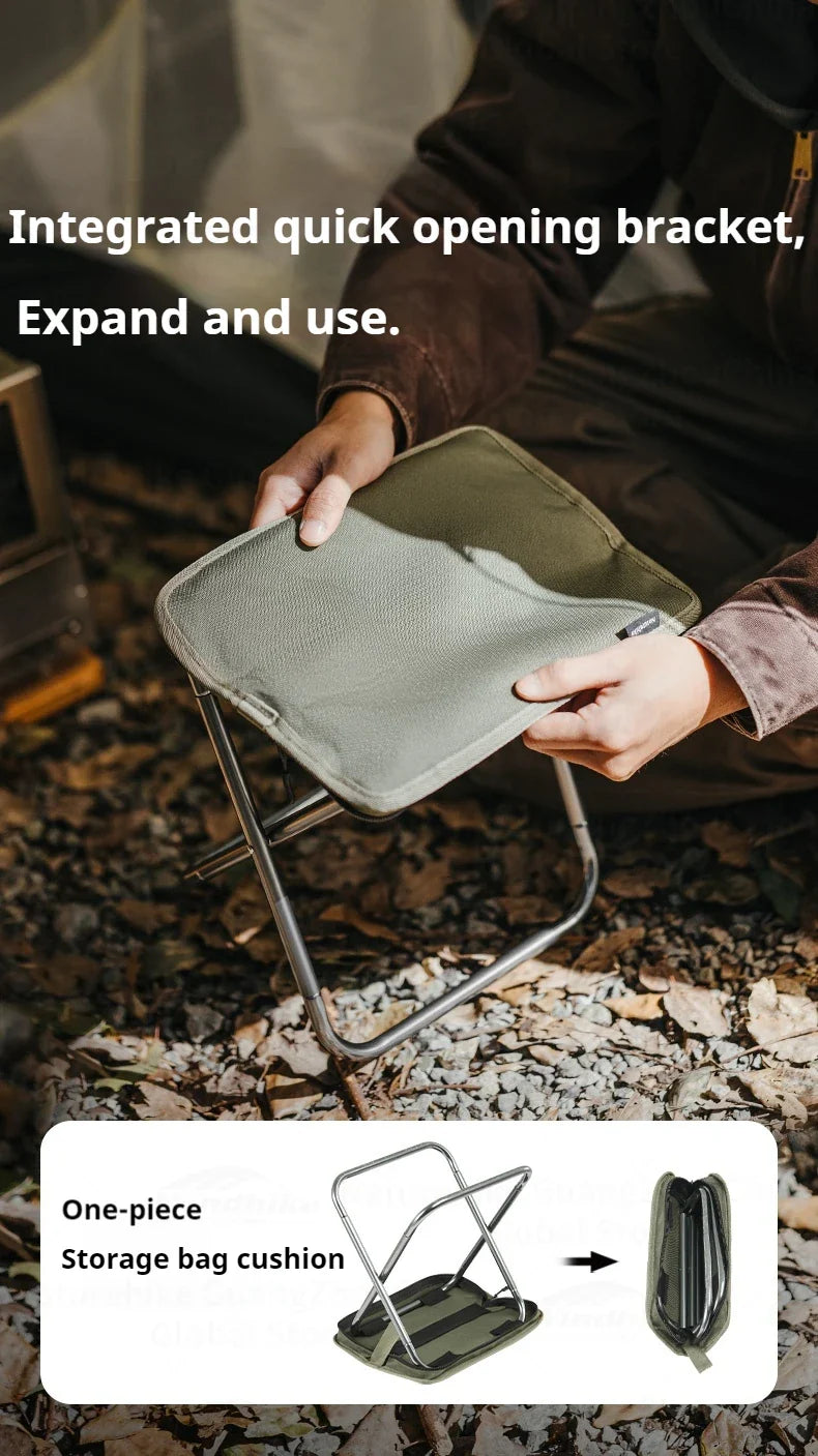 Naturehike Ultralight Folding Stool Portable Mini Chair 7075 Aluminum Alloy Fishing Outdoor Camping Chair 3CM Thick Cushion Seat Load 180kg