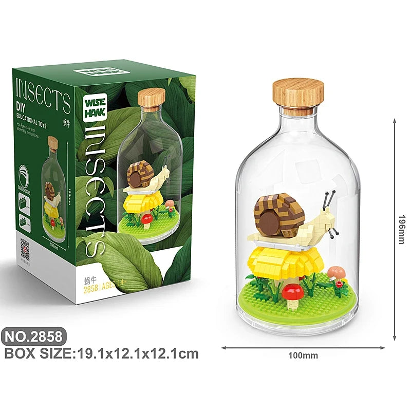Creative Children's Building Blocks Set - Flamingo & Seahorse Educational Toys in Bottled Design