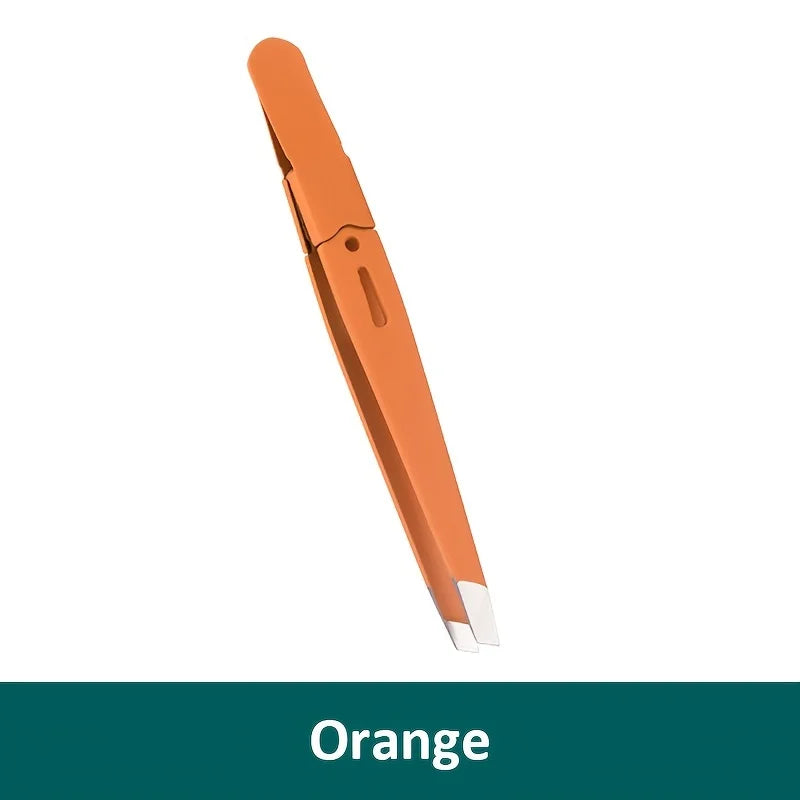 slanted stainless steel eyebrow tweezers