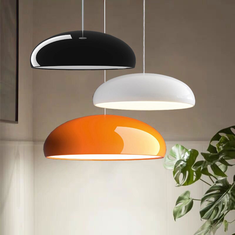Italian Design Dome Pendant Light With Wide Curved Shade