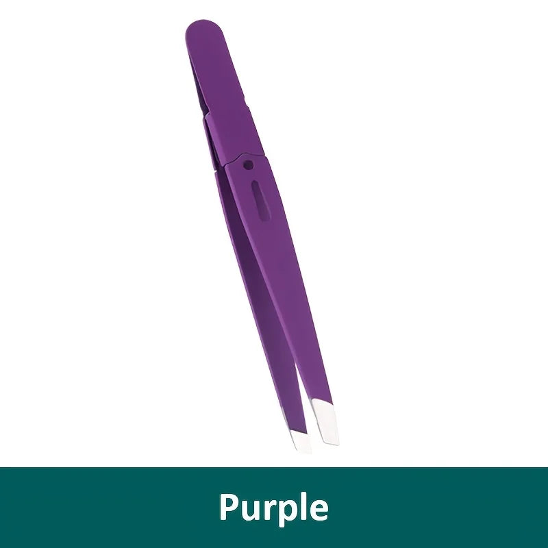 slanted stainless steel eyebrow tweezers