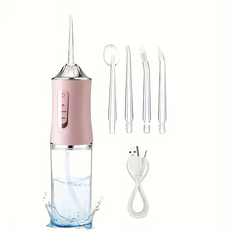 Portable Oral Irrigator Water Flosser – USB Rechargeable Dental Cleaning Tool with 4 Nozzles & 200ML Tank
