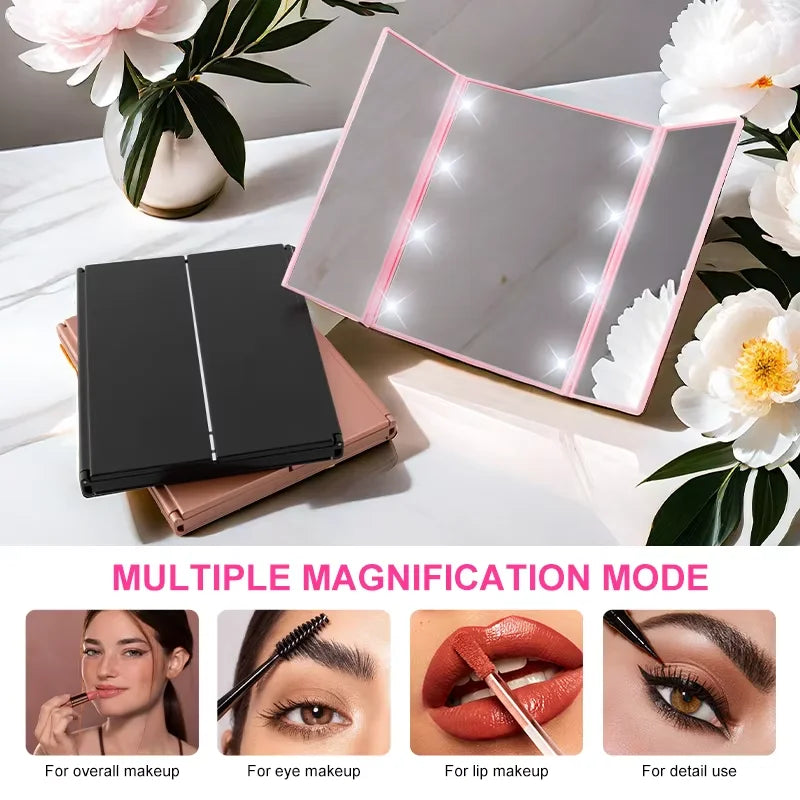 Compact Makeup Mirror – Portable LED Folding Vanity Mirror for Travel  ✅