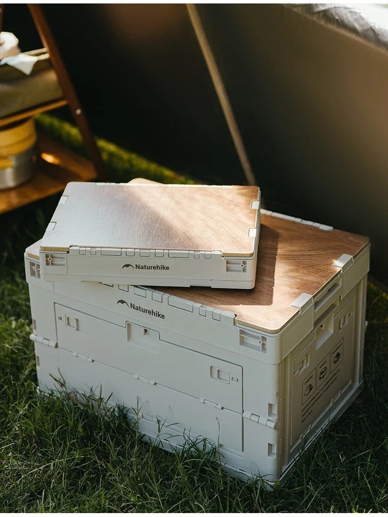 Naturehike PP Folding Storage Box Outdoor Camping Travel Large Box Equipment Portable Multifunctional Car Trunk Storage Cabinet With Table Board