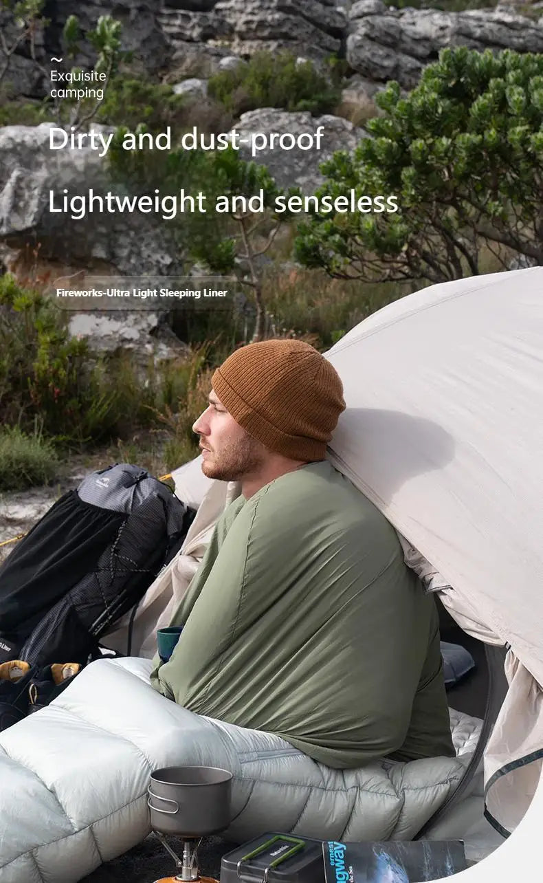 Naturehike FIREWORKS Sleeping Bag Liner Portable Ultralight Skin Friendly Thermal Warm Summer Insert Velvet Lining Sleeping Bag 128g Nylon Low Elastic