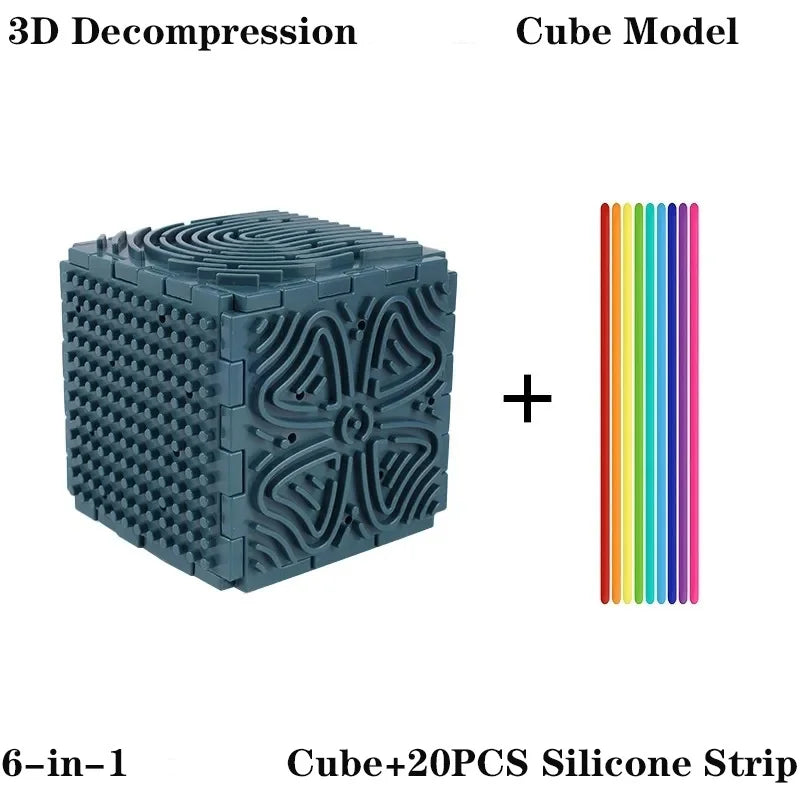 3D Silicone Decompression Puzzle Cube - Sensory Toy for Children, Stress Relief & Fine Motor Skills Development