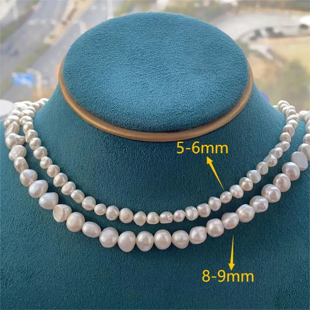 Choker Necklace – Real Baroque Freshwater Pearls for Women & Girls, Elegant 5-6mm/8-9mm Pearl Jewelry Gift
