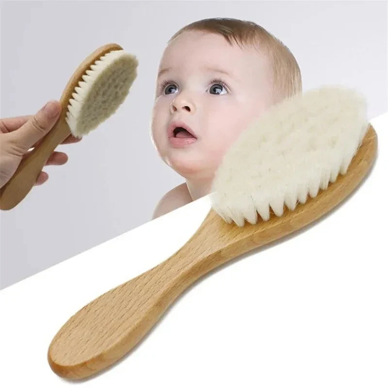 Newborn wooden comb & baby hairbrush set