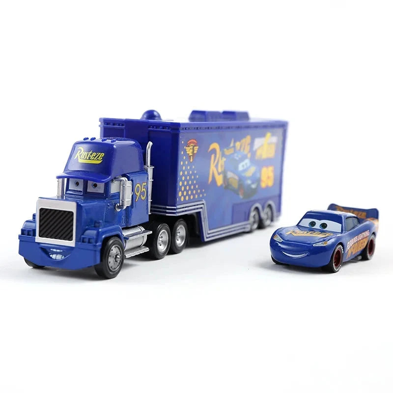 Disney Pixar Cars 3 Lightning McQueen, Jackson Storm, Cruz Ramirez, Hudson Mack Truck & Chick Hicks Toy Set