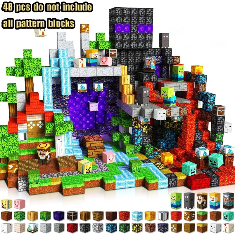 Magnetic Building Blocks Set - Mine Exploration STEM Toy for Kids, Construction Brick Cubes for Boys and Girls