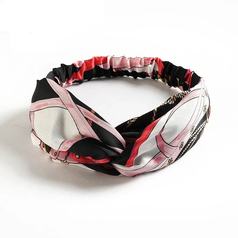 vintage cross turban headband summer print