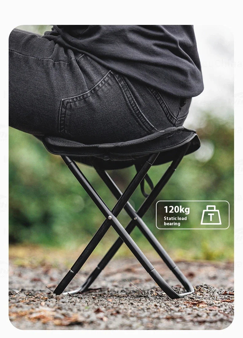 BLACKDOG Portable Folding Stool Ultralight Foldable Storage Seat Camping Fishing Mini Chair Outdoor Load 120kg 6061 Aluminum Alloy 600D Oxford Cloth