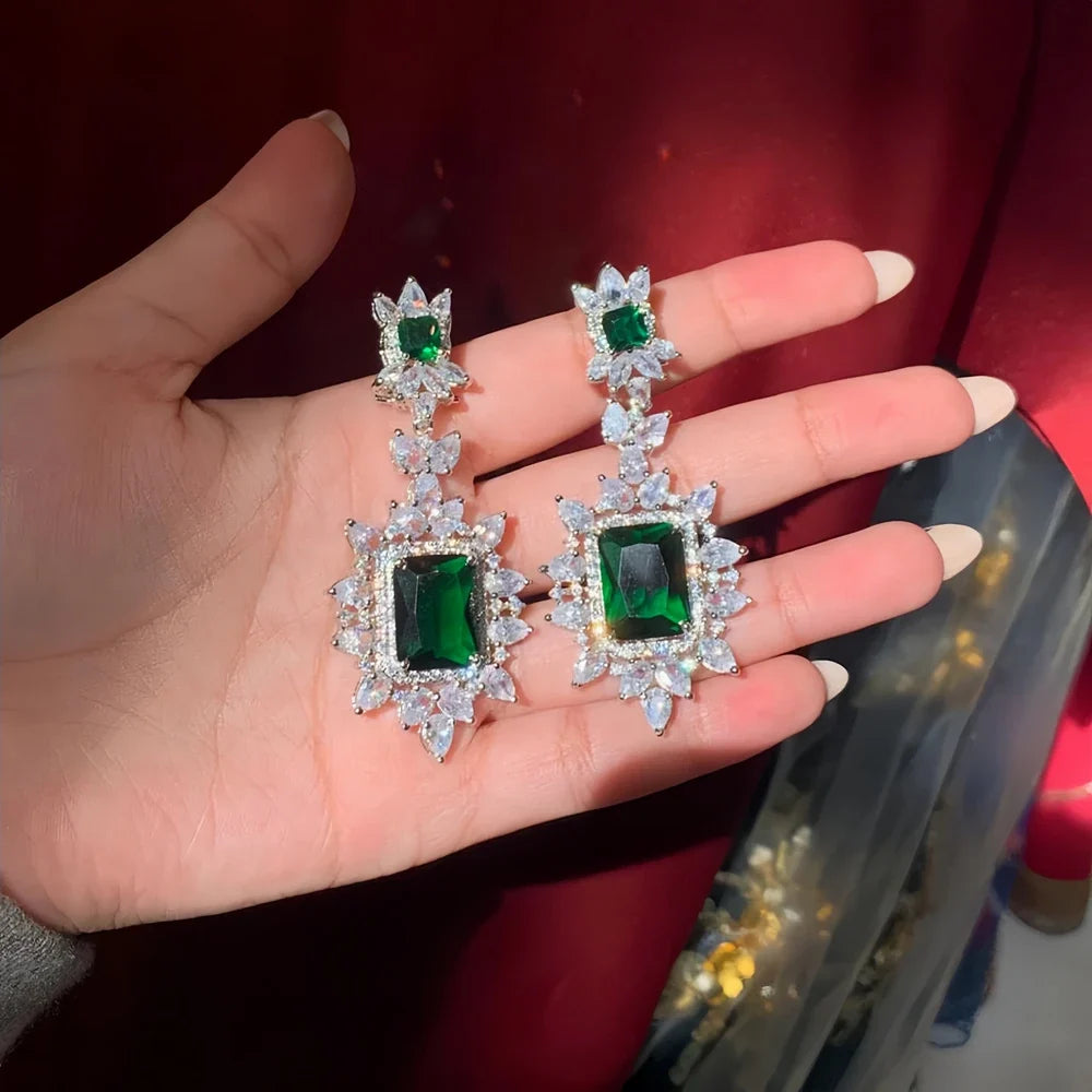 Luxury Boho Design Bridal Jewelry Set Zircon High Quality for Wedding Charm Lady Dubai Necklace Earrings Set Adjustable Banquet