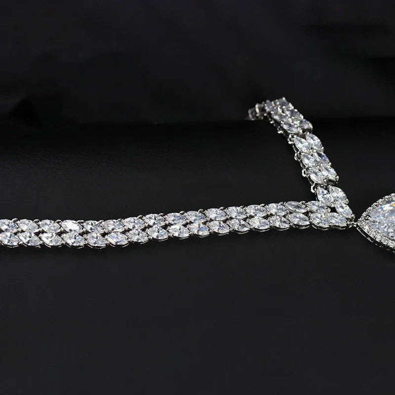 Bridal Jewelry Set – Classic Marquise CZ Necklace & Earrings for Wedding Brides