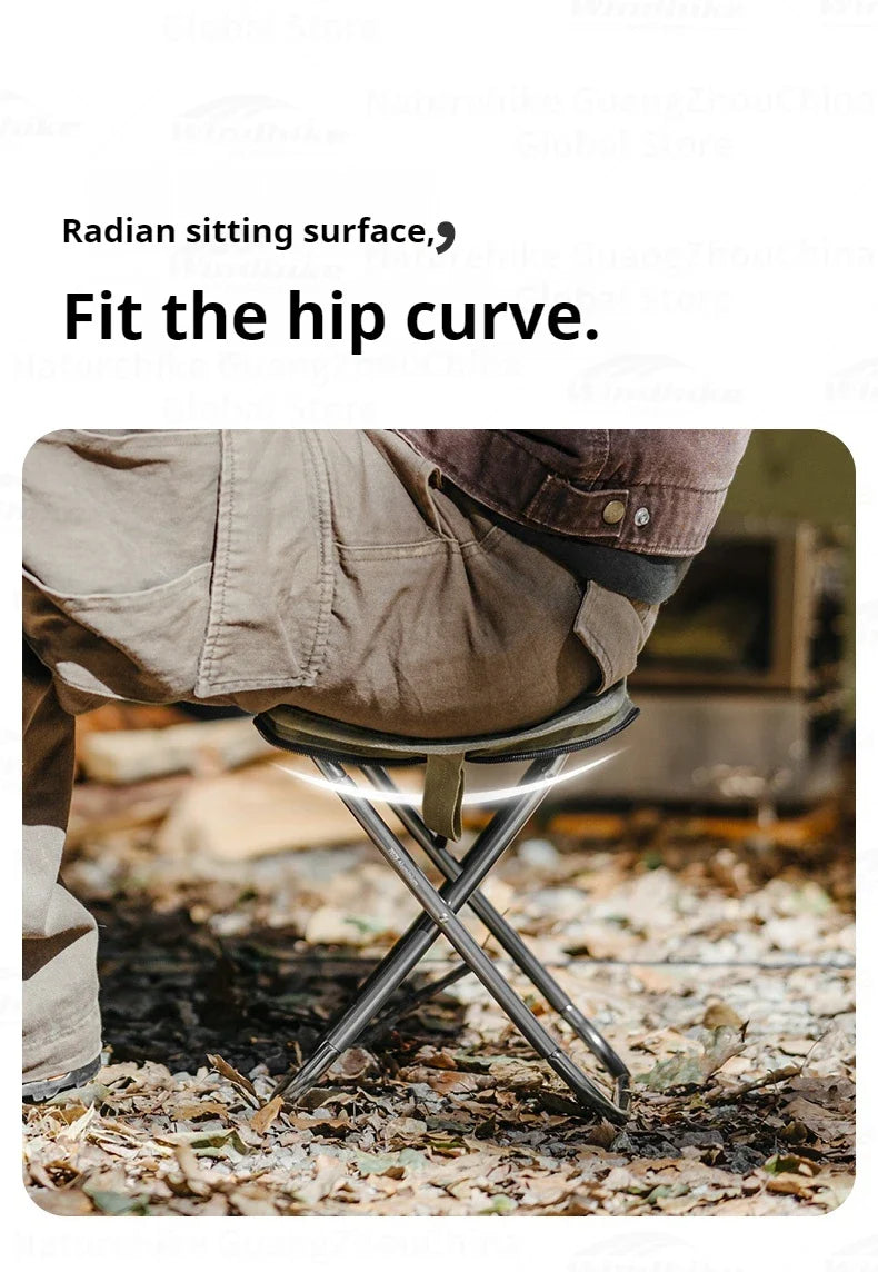 Naturehike Ultralight Folding Stool Portable Mini Chair 7075 Aluminum Alloy Fishing Outdoor Camping Chair 3CM Thick Cushion Seat Load 180kg