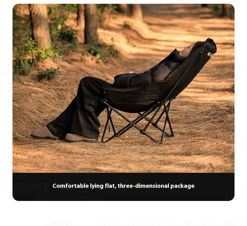BLACKDOG Floating Moon Adjustable Recliner Folding Cotton Camping Lounge Moon Chair Carbon Steel Leisure Outdoor Fishing Picnic Thicken 600D Oxford Cloth