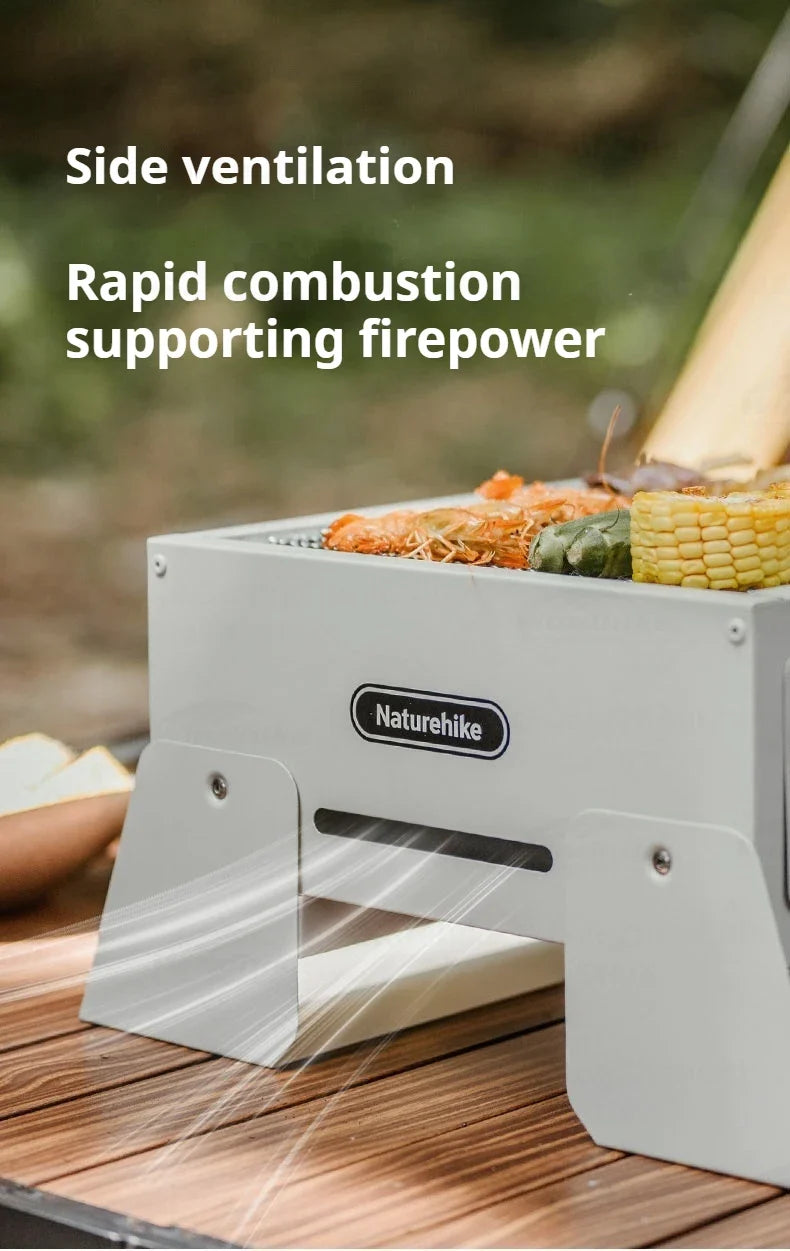 Naturehike Folding Charcoal Grill Outdoor Portable 1-2 Persons BBQ Desk Tabletop Stove Furnance Camping Picnic Barbecue Burner Cooking Grill Stand