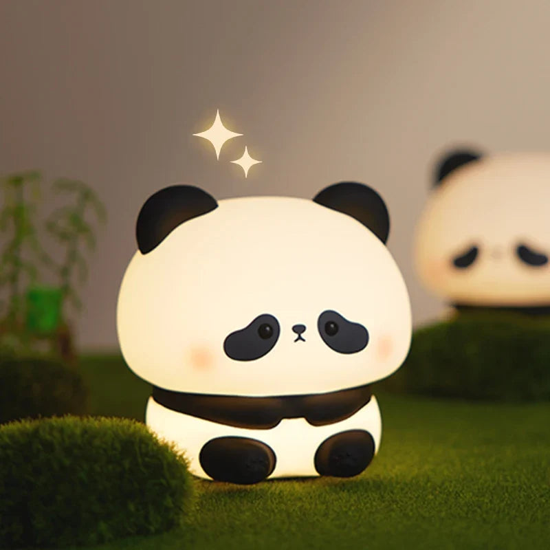 Panda LED Night Light - Cute USB Rechargeable Touch Lamp for Kids' Bedroom with Timer Function