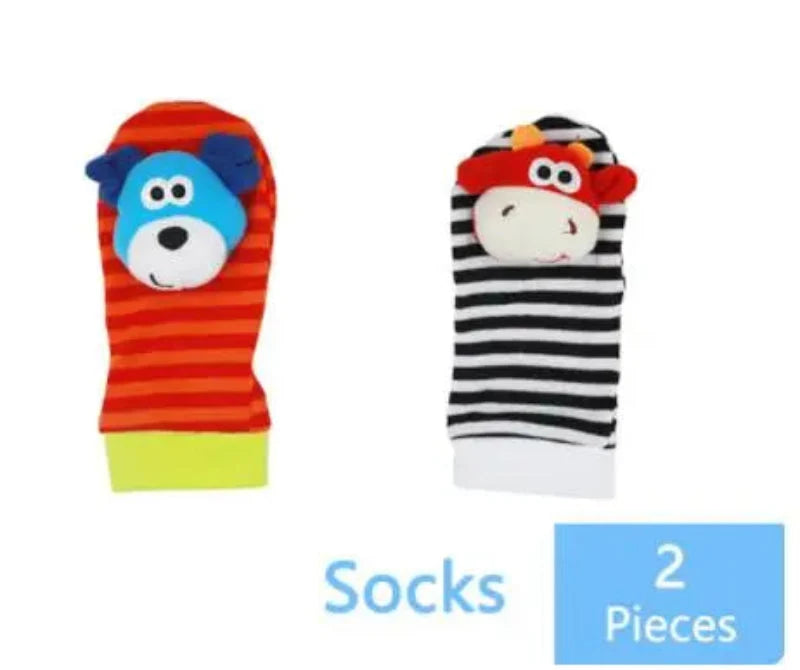 Newborn Cartoon Plush Socks Wrist Strap Rattles Baby Toys 0-36 Months