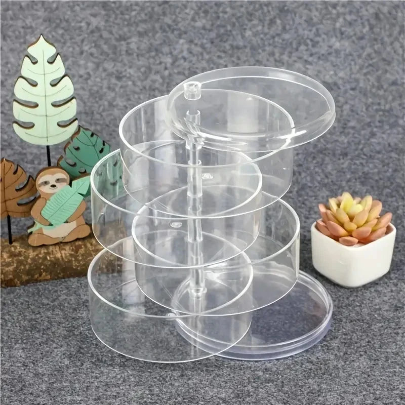 Multi Layer Rotating Transparent Round Jewelry Box for Earrings Studs Necklaces Bracelets Rack Display Shelf Jewelry Storage Box