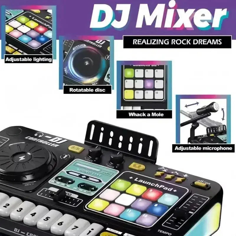 Kids DJ Mixer Controller - Multifunctional Music Toy with Simulation Effects for Creative Play